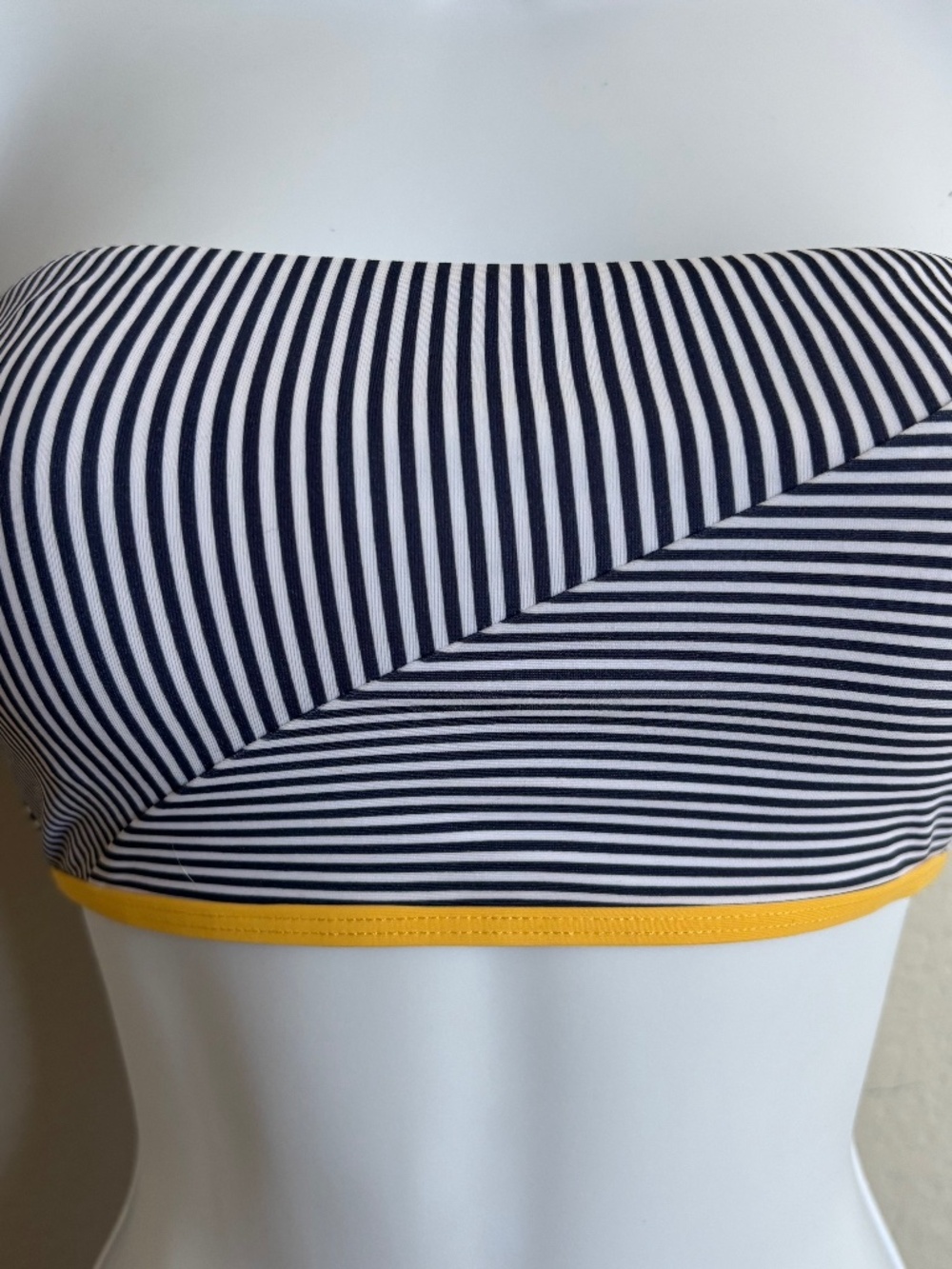 Eidon Bikini Top Bandeau Avery Blue Lagoon Stripe Yellow Women's Size XS NWT